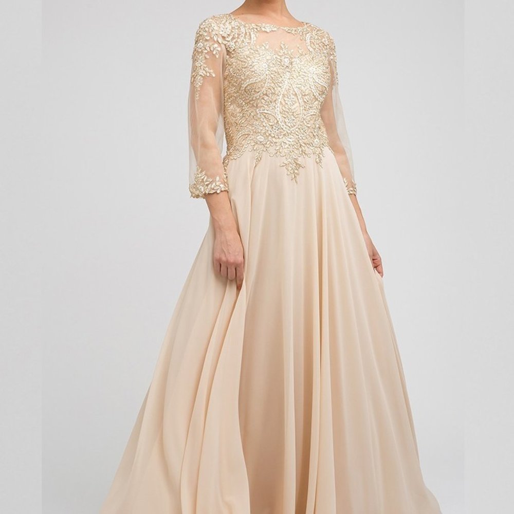 Lace Bodice Illusion Long Sleeve Dress JTM12